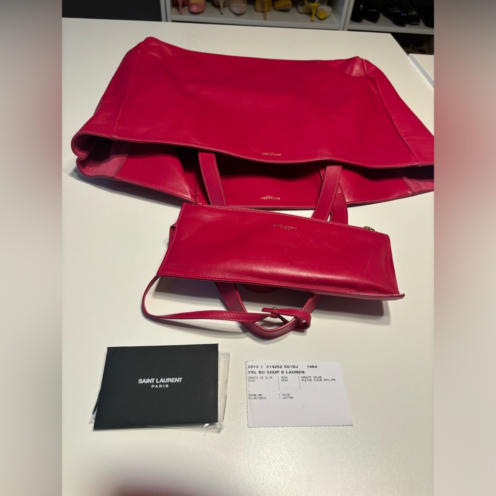 SAINT LAURENT LEATHER TOTE BAG HANDBAG & WALLET